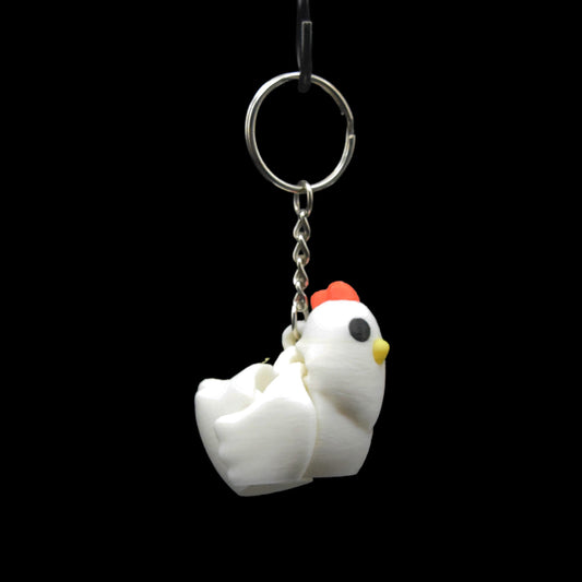 🐔 Charmed Cloud-Fluff Hen Keychain ☁️